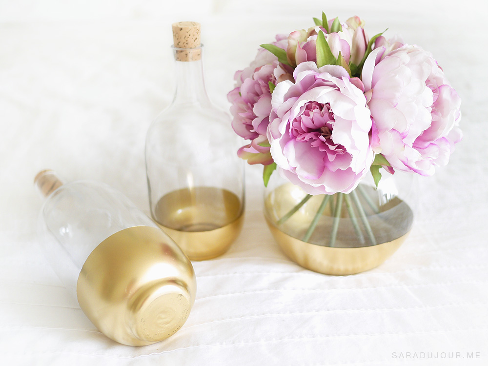 DIY Gold Dipped Glass Bottles | Sara du Jour