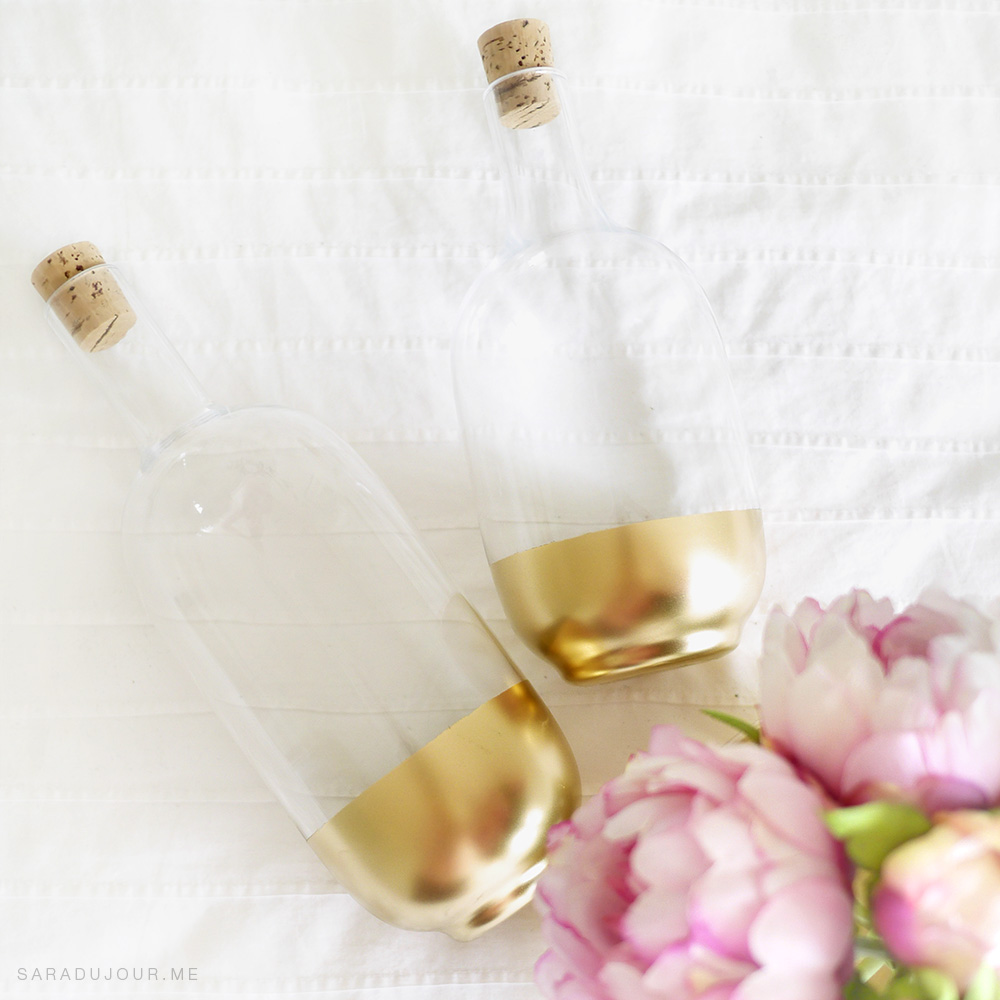 DIY Gold Dipped Glass Bottles | Sara du Jour