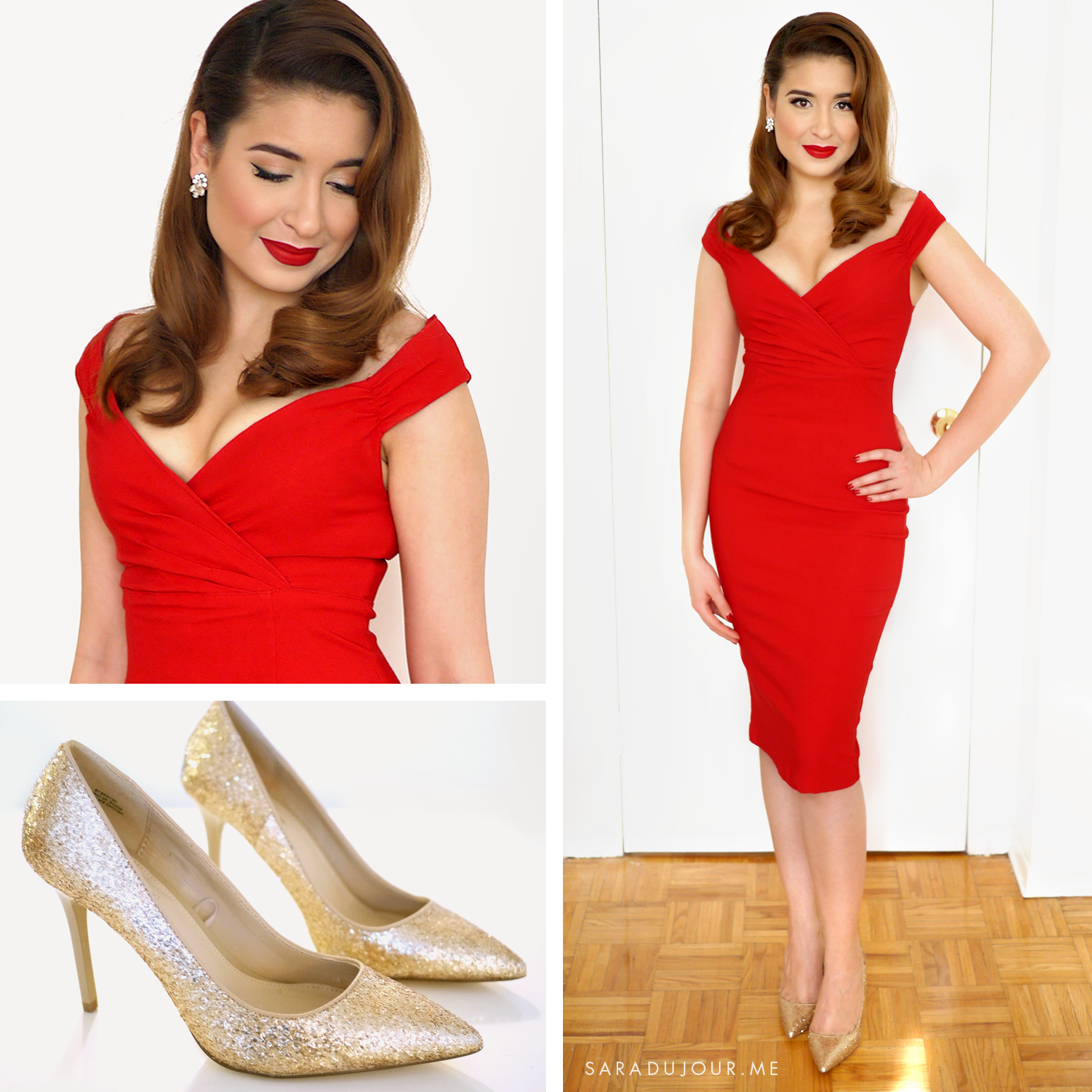 Retro Glamour Little Red Dress Outfit | Sara du Jour