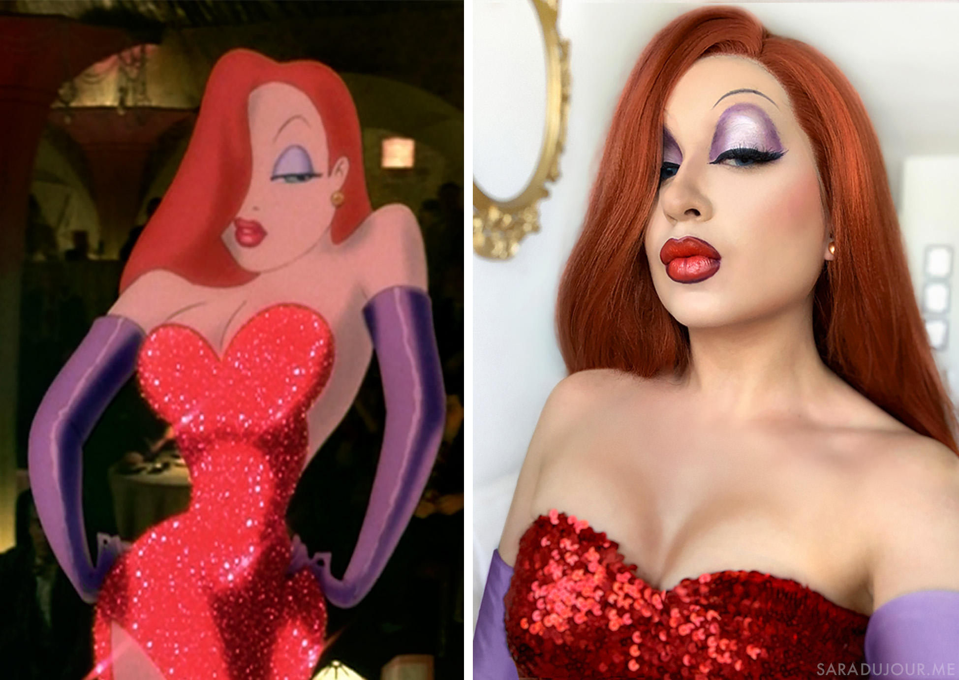 Jessica Rabbit Cosplay + Drag Makeup. cosplay jessica rabbit costume. 